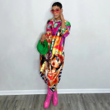 Fashion Sexy Shirt Printed Long Skirt Dress