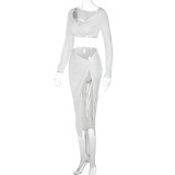 Sexy Tight High Waist Slit Skirt Two Piece Set