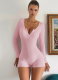 Solid Color Ribbed U-neck Buttoned Tight Sports Yoga Jumpsuit