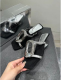 Stylish Metal Buckle Flip Flop High Heel Sandals
