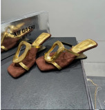 Stylish Metal Buckle Flip Flop High Heel Sandals