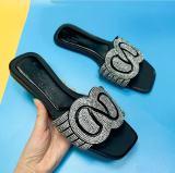 Gradient Water Diamond Fashion Large Size Women's Flat Slippers