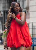 Red Halterneck Short Bud Dress