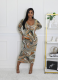 Autumn New U-neck Slim Printed Long-sleeved High-waisted Dress