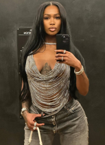 Personalized Metal Chain Halter Neck Backless Hollow Vest