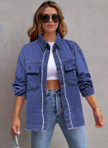 2024 New Autumn Loose Washed Lapel Denim Jacket Top