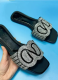 Gradient Water Diamond Fashion Large Size Women's Flat Slippers