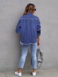 2024 New Autumn Loose Washed Lapel Denim Jacket Top