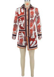 Casual Printed Long-sleeved Shorts Two-piece Set