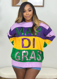 Casual Color-Block Sequined Sweater