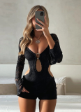 Temperament and Sexy Slim Fit Lace Long-sleeved Jumpsuit