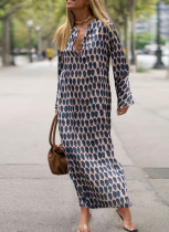 High-end Lapel Long Sleeves Long Slit Plus Size Dress Source