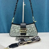 Fashionable Color Block PU Printed Hand-held Armpit Crossbody Bag