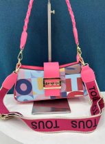 Fashionable Color Block PU Printed Hand-held Armpit Crossbody Bag