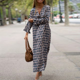 High-end Lapel Long Sleeves Long Slit Plus Size Dress Source