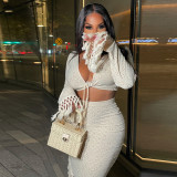 Autumn Sexy Knotted Fringed Skirt Two-piece Set
