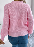 Autumn And Winter Casual Valentine's Day Contrast Color Heart LOVE Long-Sleeved Pullover Sweater