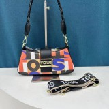 Fashionable Color Block PU Printed Hand-held Armpit Crossbody Bag