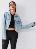 Blue Fashion Splicing Denim Short Jacket