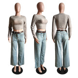 Autumn New Style Hollow Holed One-neck Short Sweater