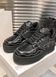 Panda Genuine Leather Casual Thick-Soled White Shoes