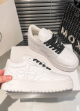 Panda Genuine Leather Casual Thick-Soled White Shoes