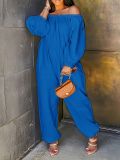 Autumn and Winter Casual Linen Long-sleeved Trousers Jumpsuit