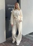 Long-Sleeved Zip-Up Hooded Sweatshirt Solid Color Lace-Up Pants Two-Piece Set