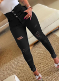 High Waist Stretch Ripped Jeans