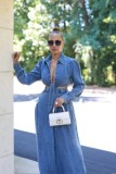 Casual Wide Leg Pants Denim Suit