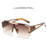 New Lion Head One-Piece Sunglasses Large Frame Sunglasses Women's Hollow Glasses