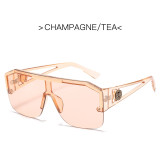 New Lion Head One-Piece Sunglasses Large Frame Sunglasses Women's Hollow Glasses