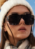 New Lion Head One-Piece Sunglasses Large Frame Sunglasses Women's Hollow Glasses
