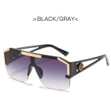 New Lion Head One-Piece Sunglasses Large Frame Sunglasses Women's Hollow Glasses