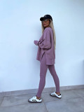Casual Tight Trousers and Loose Sweatshirt Two-piece Set