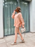 Casual Tight Trousers and Loose Sweatshirt Two-piece Set