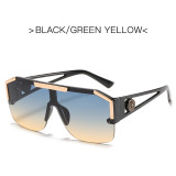 New Lion Head One-Piece Sunglasses Large Frame Sunglasses Women's Hollow Glasses