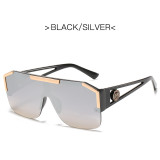 New Lion Head One-Piece Sunglasses Large Frame Sunglasses Women's Hollow Glasses
