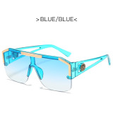 New Lion Head One-Piece Sunglasses Large Frame Sunglasses Women's Hollow Glasses