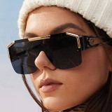 New Lion Head One-Piece Sunglasses Large Frame Sunglasses Women's Hollow Glasses