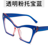 Hip-Hop Plain Glasses Eye-Catching Wear Full Frame Cat-Eye Glasses Frame Fashionable Anti-Blue Light Glasses