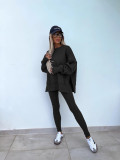 Casual Tight Trousers and Loose Sweatshirt Two-piece Set