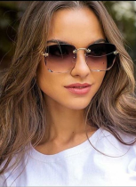 Fashion Trend Trimmed Frameless Sunglasses Women Street Fashion Show Sunglasses