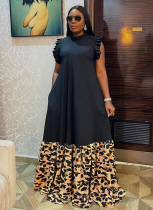 Elegant And Stylish Loose Leopard Print Ruffle Dress