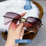 Fashion Trend Trimmed Frameless Sunglasses Women Street Fashion Show Sunglasses