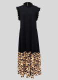 Elegant And Stylish Loose Leopard Print Ruffle Dress