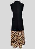 Elegant And Stylish Loose Leopard Print Ruffle Dress