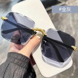 Fashion Trend Trimmed Frameless Sunglasses Women Street Fashion Show Sunglasses