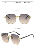 Fashion Trend Trimmed Frameless Sunglasses Women Street Fashion Show Sunglasses