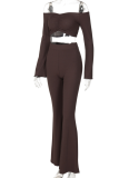Autumn New Arrival Long-Sleeved Slim-Fit Flared Trousers Fashionable And Casual Two-Piece Suit